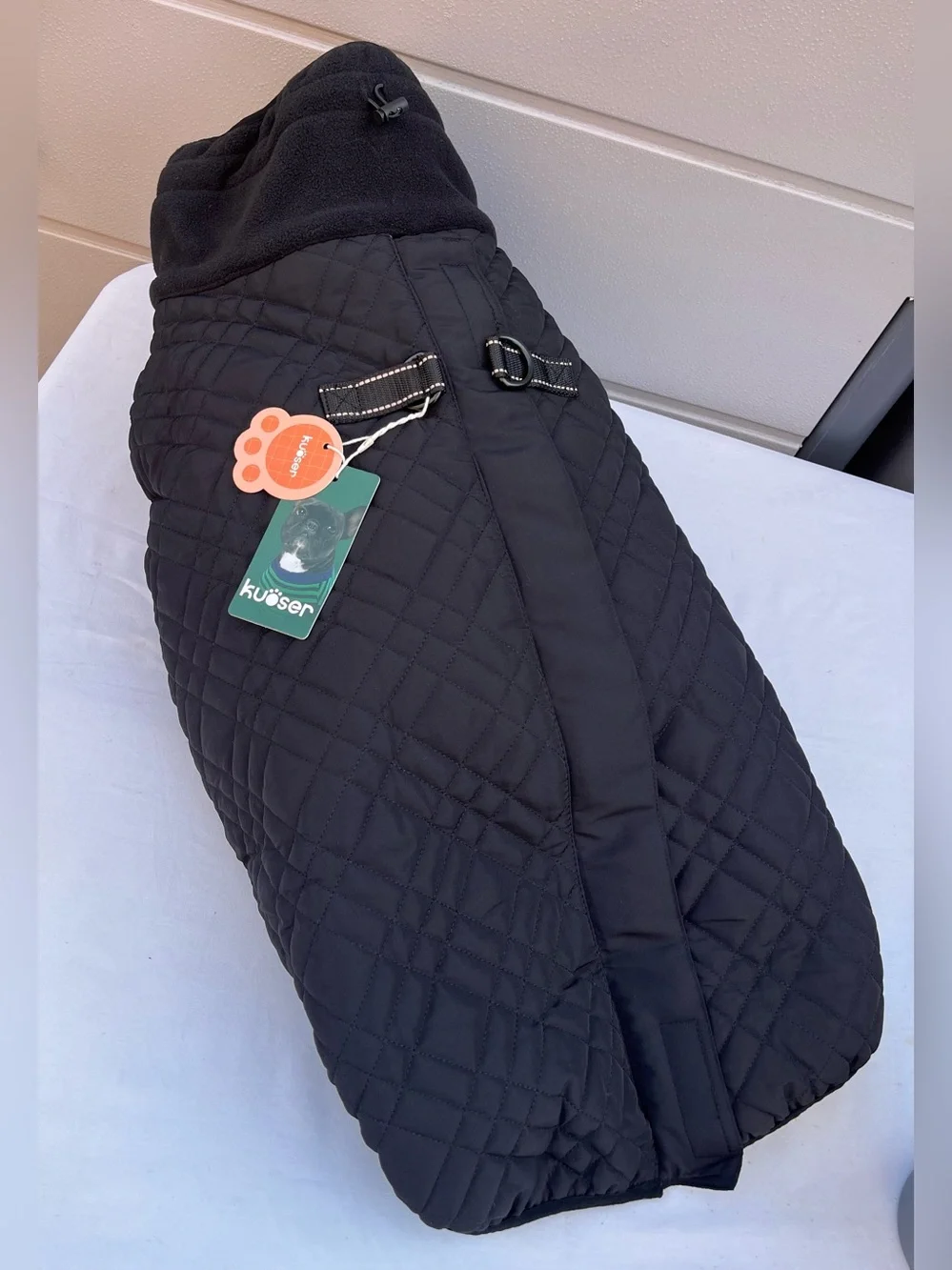 Kuoser Waterproof Dog Coat, Warm Reversible Dog Jacket with Leash Hole Soft Cozy